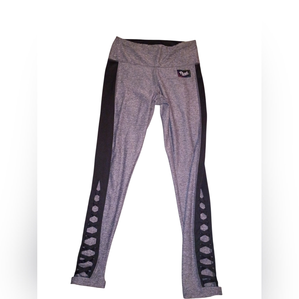 Pink Victoria Secret Ultimate Strappy Leggings Gray and Black 💜